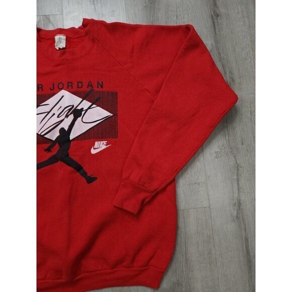 Vintage Air Jordan Nike Flight Jumpman Logo Sweatshirt Pullover‎ Mens XL Red - Picture 4 of 12